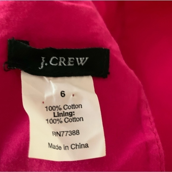 J Crew Hot Pink Cotton Summer V Back Tie Neck Fit & Flare Dress Sz 6 - Picture 3 of 7